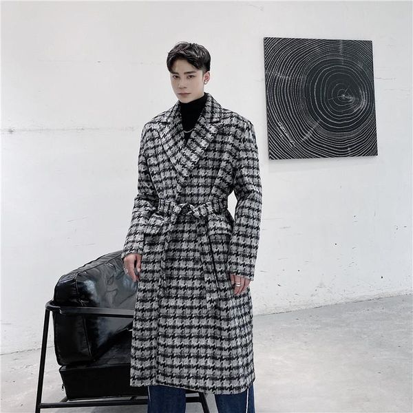 new male streetwear woolen windbreaker jacket overcoat men vintage double breasted belt plaid long wool trench coat outerwear, Black
new male streetwear woolen windbreaker jacket overcoat men vintage double breasted belt plaid long wool trench coat outerwear, Black
