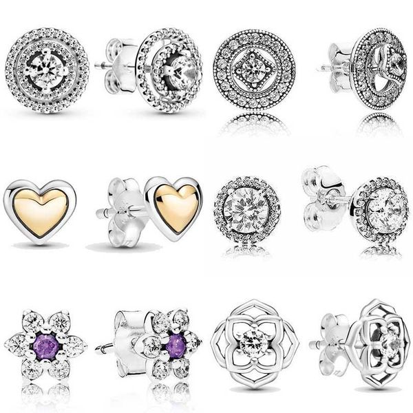 925 sterling silver earring sparkling double halo forget me not domed golden heart stud earrings for women pandora diy jewelry
925 sterling silver earring sparkling double halo forget me not domed golden heart stud earrings for women pandora diy jewelry