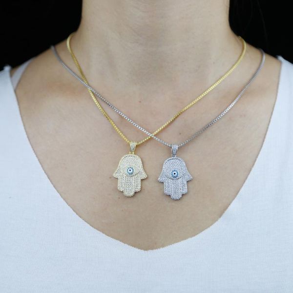 iced out cz fatima hamsa hand pendant necklace for men women turkish evil eye amulet jewelry gift fashion hiphop chain necklace, Silver
iced out cz fatima hamsa hand pendant necklace for men women turkish evil eye amulet jewelry gift fashion hiphop chain necklace, Silver