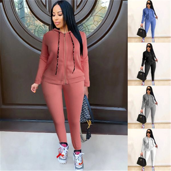 ladies solid colors 2pcs sets fashion trend long sleeve zipper hooded pant suits designer female spring new casual skinny tracksuits, Gray
ladies solid colors 2pcs sets fashion trend long sleeve zipper hooded pant suits designer female spring new casual skinny tracksuits, Gray