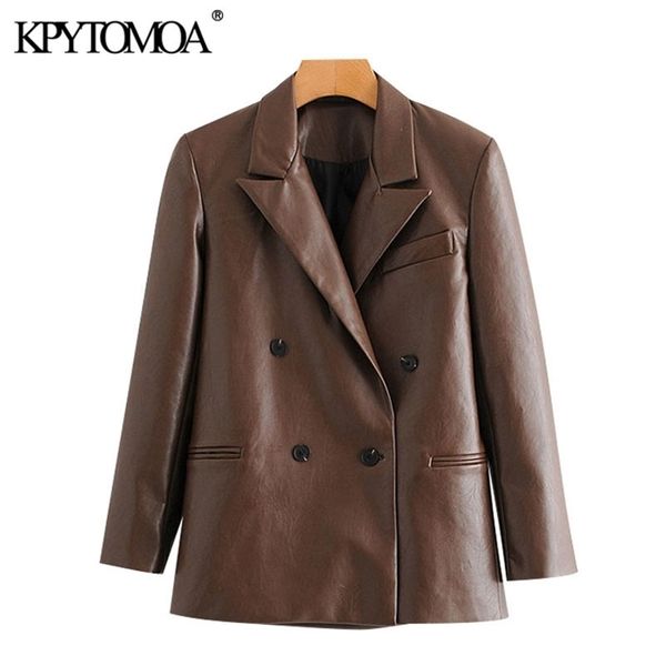 kpytomoa women fashion double breasted faux leather blazers coat vintage notched long sleeve female outerwear chic 201114, White;black
kpytomoa women fashion double breasted faux leather blazers coat vintage notched long sleeve female outerwear chic 201114, White;black