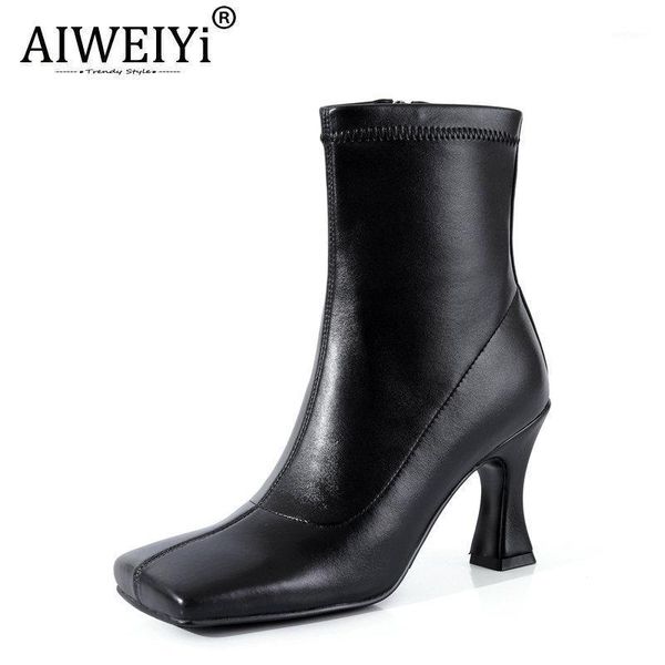 aiweiyi square toe high heel boots new women's stretch boots black ankle soft leather stiletto short1
aiweiyi square toe high heel boots new women's stretch boots black ankle soft leather stiletto short1