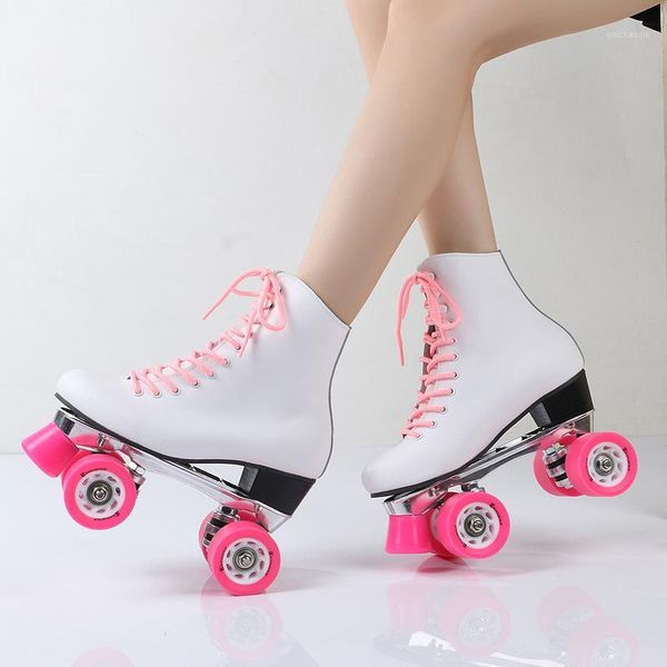 classic white and pink high-quad roller skates 4 wheels real leather aluminum plate brush the street and ride hardness85a1
classic white and pink high-quad roller skates 4 wheels real leather aluminum plate brush the street and ride hardness85a1