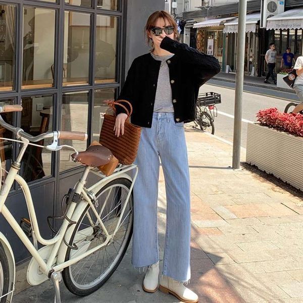 jiufen jeans women's new style high waist vertical feeling straight tube show thin edge wide leg pants 21029, Blue
jiufen jeans women's new style high waist vertical feeling straight tube show thin edge wide leg pants 21029, Blue