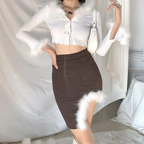 2021 autumn&winter new women's suits solid slim high waist irregular package hip split skirt feather edge cardigan v-neck, Gray
2021 autumn&winter new women's suits solid slim high waist irregular package hip split skirt feather edge cardigan v-neck, Gray