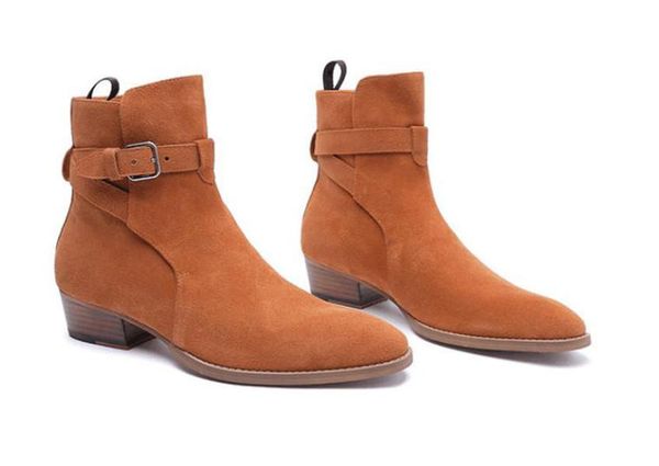 england pointed toe wyatt two colors men boots 100% genuine leather buckle strap slp ankle suede boots, Black
england pointed toe wyatt two colors men boots 100% genuine leather buckle strap slp ankle suede boots, Black