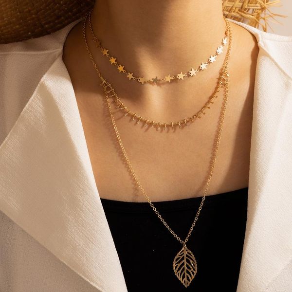 brling new 2020 fashion ins vintage chain pendant choker simple five-pointed star leaf necklace for women girls gifts party, Golden;silver
brling new 2020 fashion ins vintage chain pendant choker simple five-pointed star leaf necklace for women girls gifts party, Golden;silver