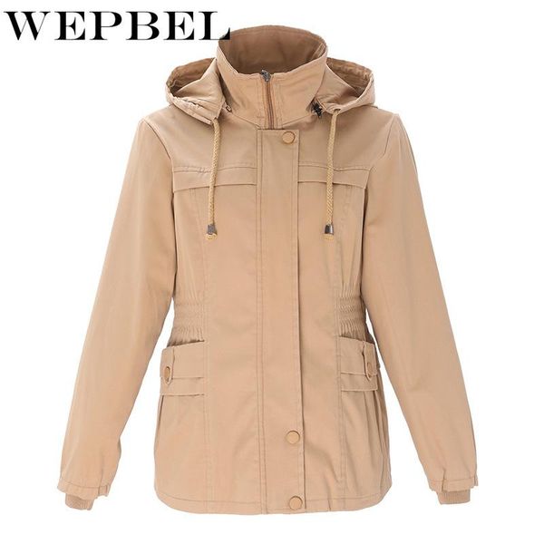 wepbel autumn winter solid color button pocket slim-fit trench women's casual long sleeve zipper turn-down collar hooded coat, Tan;black
wepbel autumn winter solid color button pocket slim-fit trench women's casual long sleeve zipper turn-down collar hooded coat, Tan;black
