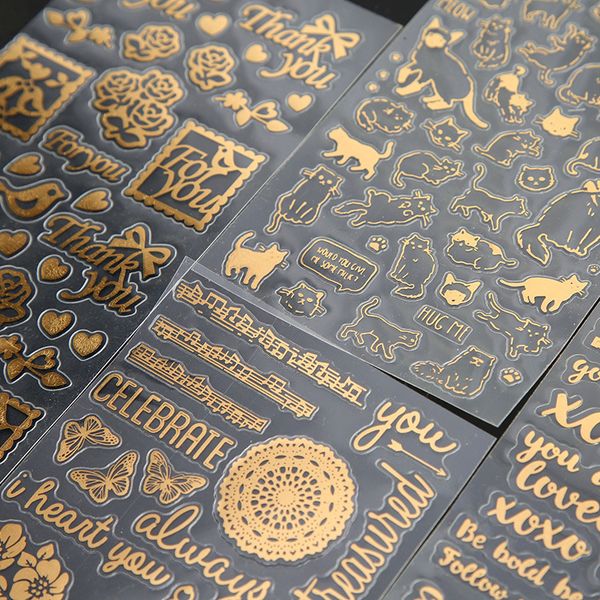 4 design gold stamping PVC material stickers scrapbook thank you greetings DIY decorative stationery waterproof stickers
4 design gold stamping PVC material stickers scrapbook thank you greetings DIY decorative stationery waterproof stickers