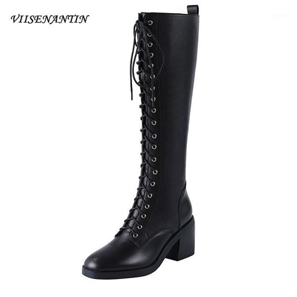 high thick heel long genuine leather knee-high motorcycle knight boots new round toe front cross-tied lace-up black women shoes1
high thick heel long genuine leather knee-high motorcycle knight boots new round toe front cross-tied lace-up black women shoes1