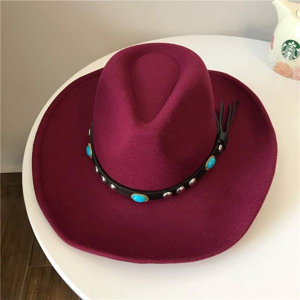 European And American Style Western Cowboy Hat Woolen Men And Women Big Eaves Outdoor Hiking Mountaineering Tibetan Hat, Blue;gray
European And American Style Western Cowboy Hat Woolen Men And Women Big Eaves Outdoor Hiking Mountaineering Tibetan Hat, Blue;gray