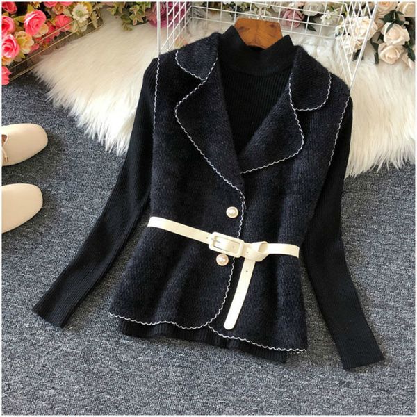 new 2021 spring female loose short single breasted wool belt waistcoats jacket y224 mgzn 3nzc, Black;white
new 2021 spring female loose short single breasted wool belt waistcoats jacket y224 mgzn 3nzc, Black;white