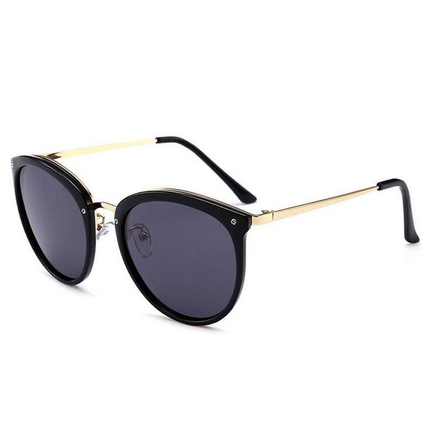 sunglasses fashion round frame women's polarized 8343 large sun eye glass, White;black