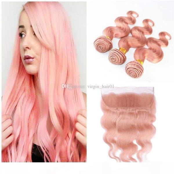 rose gold lace frontal with bundles pink middle three part 13x4 brazilian body wave human hair lace frontal ear to ear closure, Black;brown
rose gold lace frontal with bundles pink middle three part 13x4 brazilian body wave human hair lace frontal ear to ear closure, Black;brown