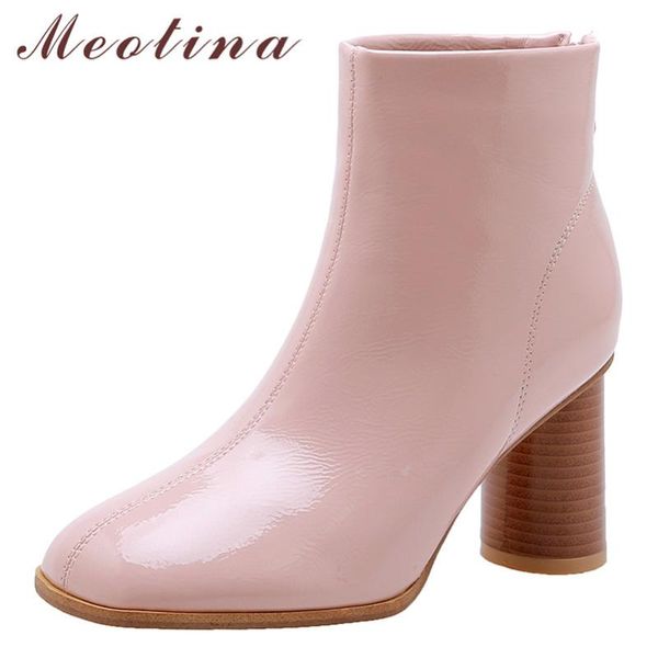 meotina women autumn ankle boots patent leather round high heel short boots zipper square toe shoes ladies winter plus size 4-12, Black
meotina women autumn ankle boots patent leather round high heel short boots zipper square toe shoes ladies winter plus size 4-12, Black
