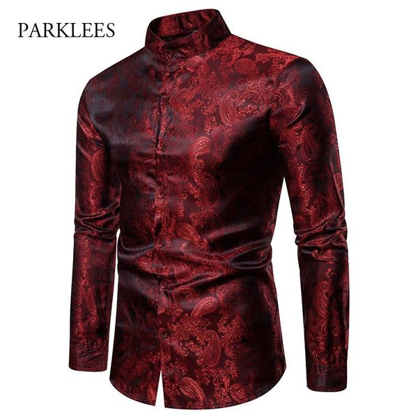luxury men's paisley jacquard dress shirts 2020 stylish long sleeve mandarin collar slim fit night club party prom camisa hombre, White;black
luxury men's paisley jacquard dress shirts 2020 stylish long sleeve mandarin collar slim fit night club party prom camisa hombre, White;black