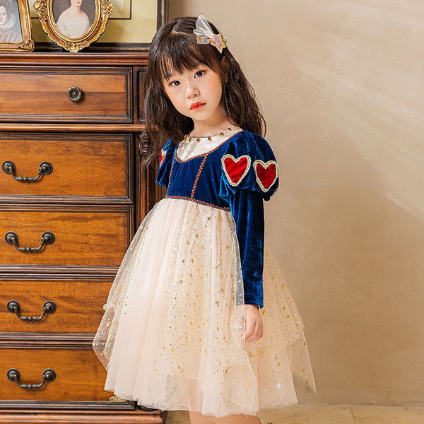 girls new year princess costume kids halloween party dress up winter full sleeve velvet crystal heart lace dress children christmas dress, Red;yellow
girls new year princess costume kids halloween party dress up winter full sleeve velvet crystal heart lace dress children christmas dress, Red;yellow