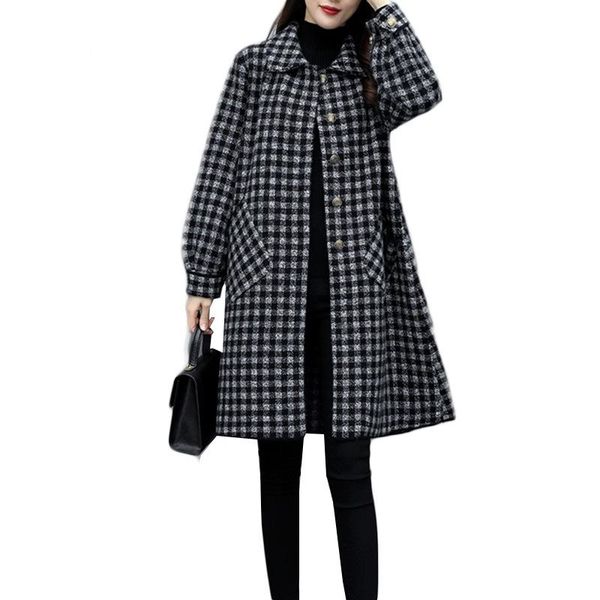 2021 new style 200 kg fat sister mid-length coat female autumn and winter plaid coat trendy plus fat plus size women's clothing, Black
2021 new style 200 kg fat sister mid-length coat female autumn and winter plaid coat trendy plus fat plus size women's clothing, Black