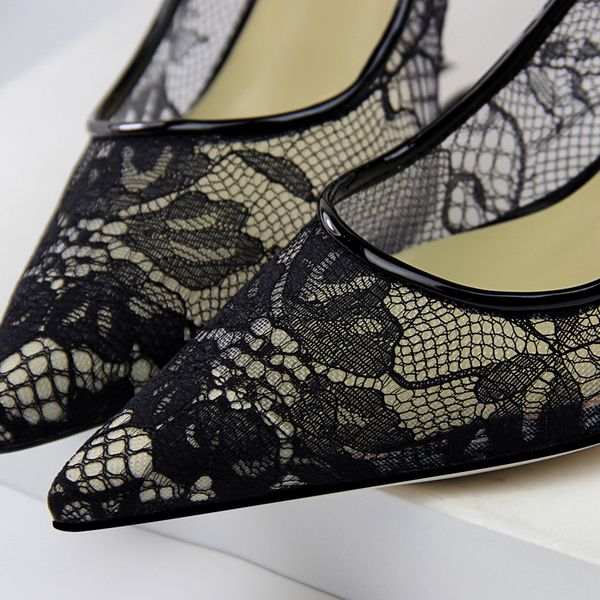 women 8.5cm high heels valentine lace mesh pumps lady summer hollow embroider silver pumps heels scarpins luxury prom shoesmultifunction, Black
women 8.5cm high heels valentine lace mesh pumps lady summer hollow embroider silver pumps heels scarpins luxury prom shoesmultifunction, Black