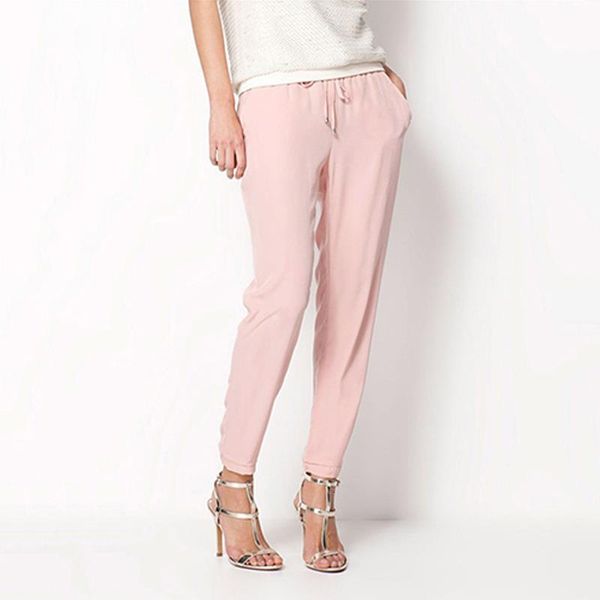 new women's casual solid color drawstring elastic waist chiffon trousers harem pants trousers for women female pants, Black;white
new women's casual solid color drawstring elastic waist chiffon trousers harem pants trousers for women female pants, Black;white