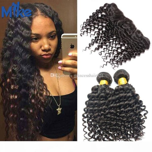 mikehair indian deep wave curly hair 2 bundles with lace frontal 3pcs lot peruvian malaysian brazilian human hair weave with frontal closure, Black;brown
mikehair indian deep wave curly hair 2 bundles with lace frontal 3pcs lot peruvian malaysian brazilian human hair weave with frontal closure, Black;brown
