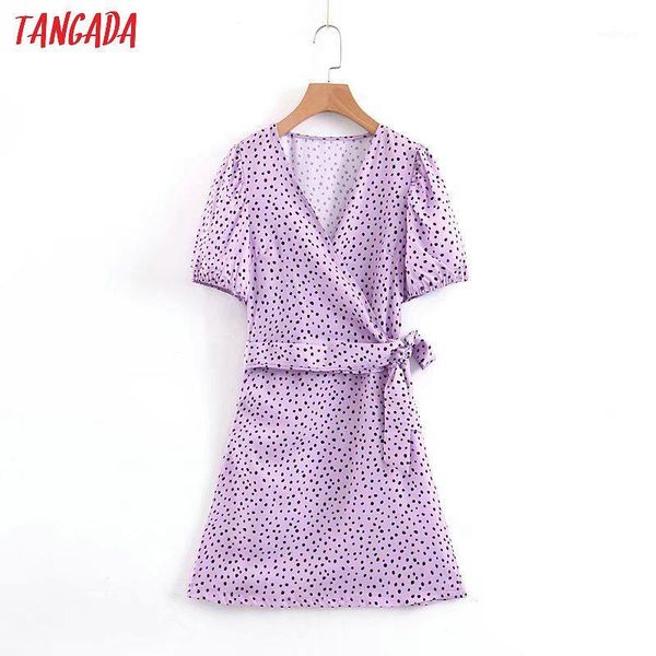 tangada fashion women dots print purple mini dress with belt short sleeve ladies vintage short dress vestidos sl071, White;black
tangada fashion women dots print purple mini dress with belt short sleeve ladies vintage short dress vestidos sl071, White;black