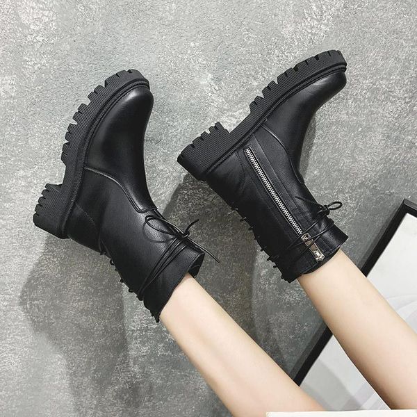 short boots women's new autumn winter 2020 first layer cow leather women's boots leather british style fashion1, Black
short boots women's new autumn winter 2020 first layer cow leather women's boots leather british style fashion1, Black