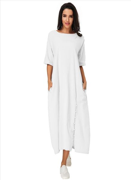 elegant a line dress women casual loose o neck half sleeve mid calf solid vestidos 2020 summer vintage ladies pockets dresses, Black;gray
elegant a line dress women casual loose o neck half sleeve mid calf solid vestidos 2020 summer vintage ladies pockets dresses, Black;gray