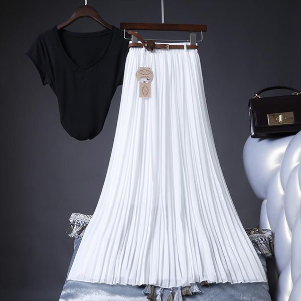 2021 women summer skirt high waist vintage women pleated skirt saias femme boho white long chiffon streetwear, Black
2021 women summer skirt high waist vintage women pleated skirt saias femme boho white long chiffon streetwear, Black