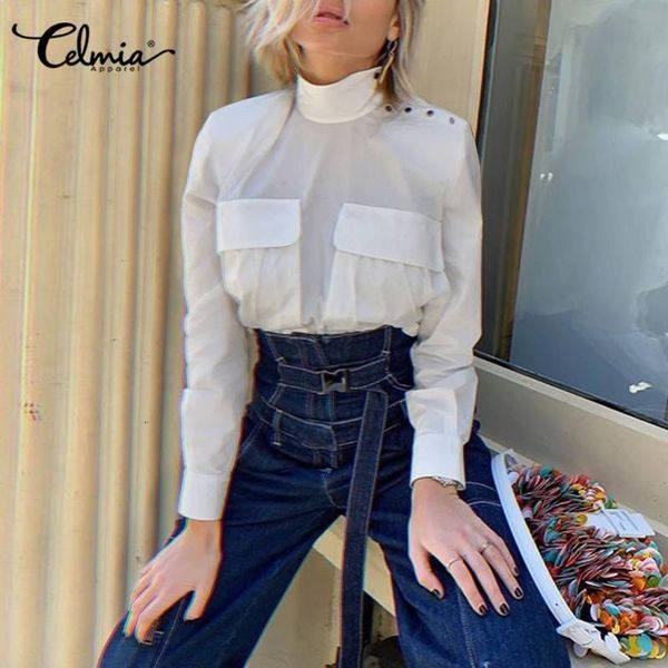 women's blouses & shirts 5xl women stylish cargo celmia casual stand-up collar long sleeve shirt 2021 fashion chest pocket solid blusas, White
women's blouses & shirts 5xl women stylish cargo celmia casual stand-up collar long sleeve shirt 2021 fashion chest pocket solid blusas, White
