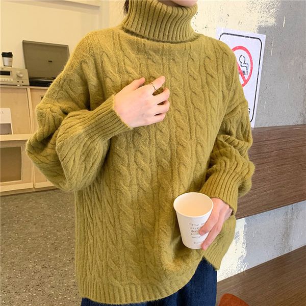 women's 2021 turtlenecks loose fall and winter new retro hong kong lazy wind thick torsion sweater 2ml9, White;black
women's 2021 turtlenecks loose fall and winter new retro hong kong lazy wind thick torsion sweater 2ml9, White;black