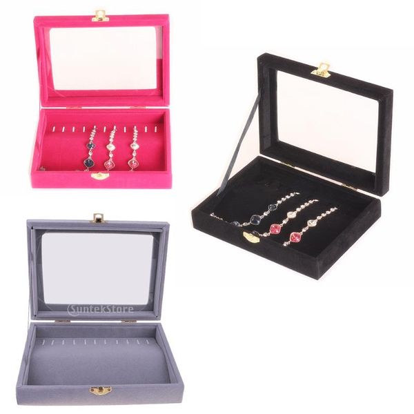 glass 10 hooks necklace storage box velvet jewelry tray display box storage stackable, Pink;blue
glass 10 hooks necklace storage box velvet jewelry tray display box storage stackable, Pink;blue