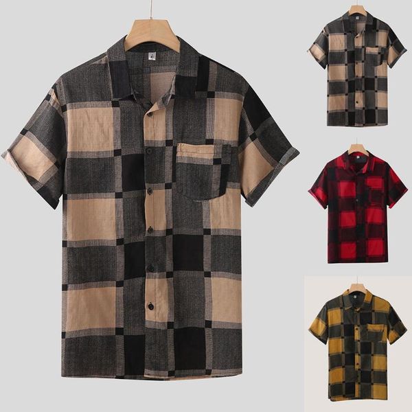 men's casual shirts plaid loose blouse summer man harajuku streetwear short sleeve button regular-fit g30, White;black
men's casual shirts plaid loose blouse summer man harajuku streetwear short sleeve button regular-fit g30, White;black