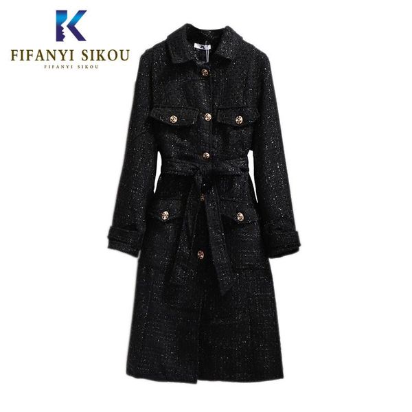 oversized wool blend coat women winter coat loose plus size long trench thick warm overcoat female with belt, Black
oversized wool blend coat women winter coat loose plus size long trench thick warm overcoat female with belt, Black