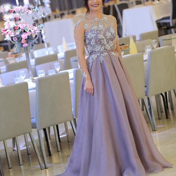 gorgeous lilac prom dresses sheer long sleeves illusion jewel neck appliques lace flowers beads formal party evening gowns robes de soriee, Black
gorgeous lilac prom dresses sheer long sleeves illusion jewel neck appliques lace flowers beads formal party evening gowns robes de soriee, Black