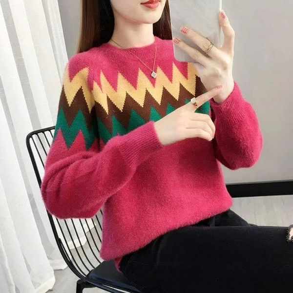 women's sweaters o-neck faux warm knitted pullovers sweater winter long sleeve striped hair pull jumpers fashion female, White;black
women's sweaters o-neck faux warm knitted pullovers sweater winter long sleeve striped hair pull jumpers fashion female, White;black