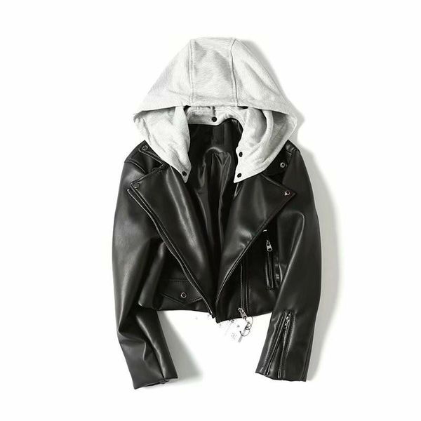 short leather jacket female 2020 new slim biker jacket women pu short european hooded detachable motorcycle ns1504, Black
short leather jacket female 2020 new slim biker jacket women pu short european hooded detachable motorcycle ns1504, Black