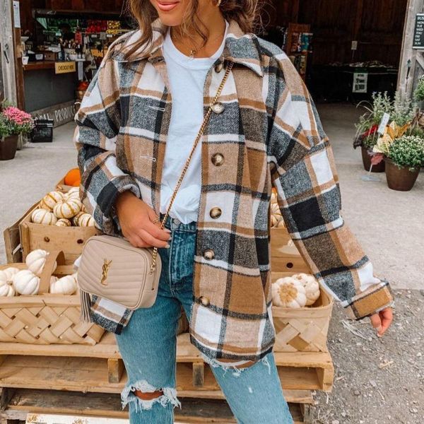 autumn casual plaid long sleeve lady jacket women vintage turn-down collar coat elegant female single breasted outerwear, White
autumn casual plaid long sleeve lady jacket women vintage turn-down collar coat elegant female single breasted outerwear, White