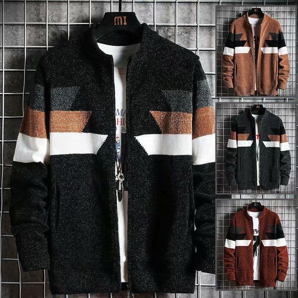 knitted warm cardigan for outer wear new men's sweater autumn and winter trend, White;black
knitted warm cardigan for outer wear new men's sweater autumn and winter trend, White;black