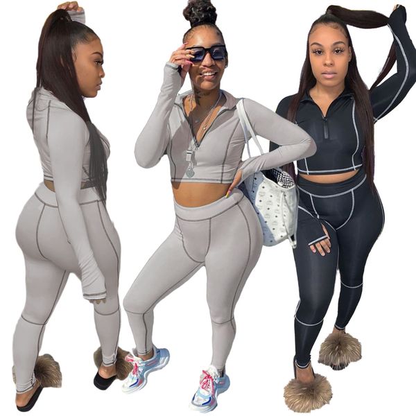2911 european and american women's autumn solid color hassuo line tight sports two-piece suit, White
2911 european and american women's autumn solid color hassuo line tight sports two-piece suit, White