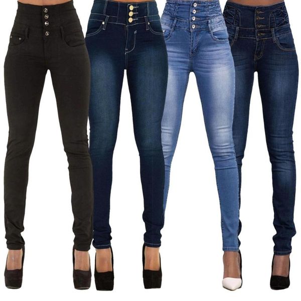 liberjog woman jeans high waist self-cultivation plus size elastic pencil pants female slim denim trousers spring autumn, Blue 
liberjog woman jeans high waist self-cultivation plus size elastic pencil pants female slim denim trousers spring autumn, Blue