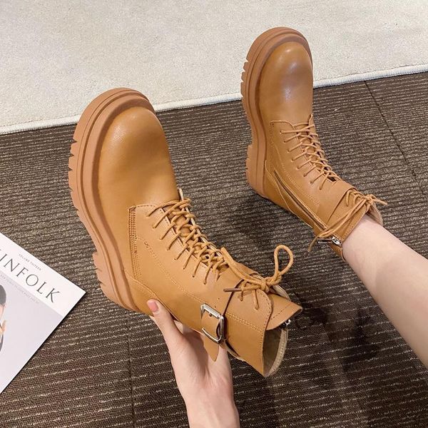 boots high women quality zipper metal buckle thick rubber outsole lace-up round toe black brown cool
boots high women quality zipper metal buckle thick rubber outsole lace-up round toe black brown cool