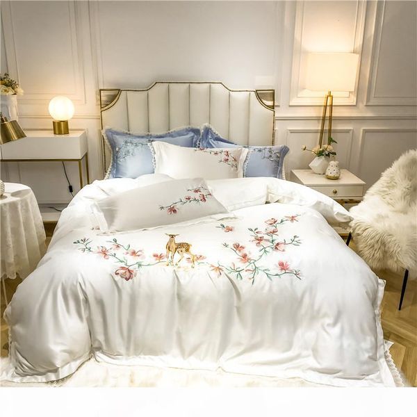 new luxury nordic style flowers sika deer embroidery washed silk cotton bedding set lace duvet cover bed sheet linen pillowcases
new luxury nordic style flowers sika deer embroidery washed silk cotton bedding set lace duvet cover bed sheet linen pillowcases