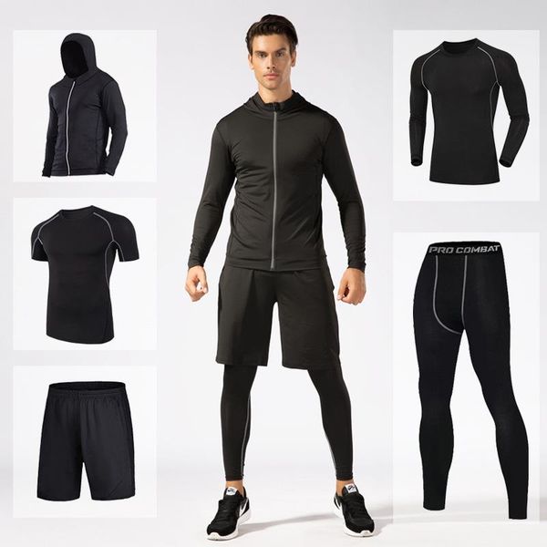 5 pcs/set men's running sets tight sport suit gym basketball training tracksuit fitness jogging sportswear compression clothes, Black;blue
5 pcs/set men's running sets tight sport suit gym basketball training tracksuit fitness jogging sportswear compression clothes, Black;blue