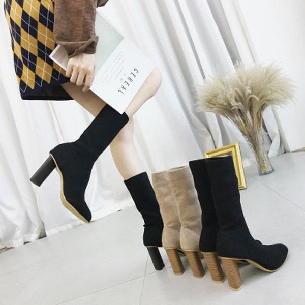 2020 new women's shoes wool knit elastic boots in the tube pointed thick high heel women's boots1, Black
2020 new women's shoes wool knit elastic boots in the tube pointed thick high heel women's boots1, Black