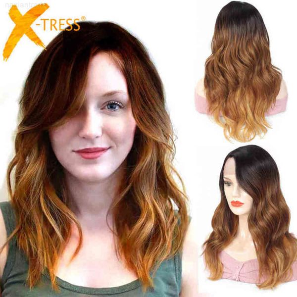 x-trs s ombre brown color synthetic lace side part 22 inch long body wave hair for women cosplay daily wig, Black
x-trs s ombre brown color synthetic lace side part 22 inch long body wave hair for women cosplay daily wig, Black