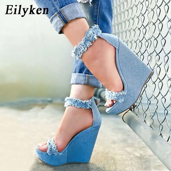 eilyken new designer denim sandals summer roman sandals wedges high heels peep-toe platform shoes woman y200107, Black
eilyken new designer denim sandals summer roman sandals wedges high heels peep-toe platform shoes woman y200107, Black