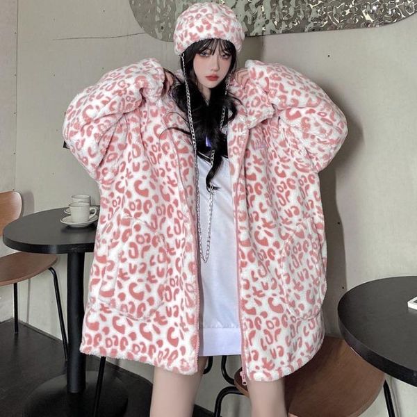 winter coat for women korean harajuku retro pink leopard print plus size warm plush jacket women casual loose lamb wool coat, Black
winter coat for women korean harajuku retro pink leopard print plus size warm plush jacket women casual loose lamb wool coat, Black