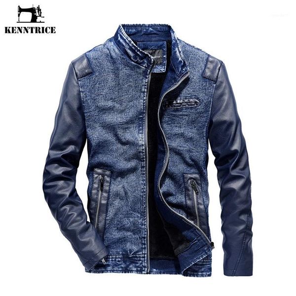 men's jackets kenntrice casual men denim jacket leather sleeve patchwork coat slim fit streetwear jeans black coat1, Black;brown
men's jackets kenntrice casual men denim jacket leather sleeve patchwork coat slim fit streetwear jeans black coat1, Black;brown