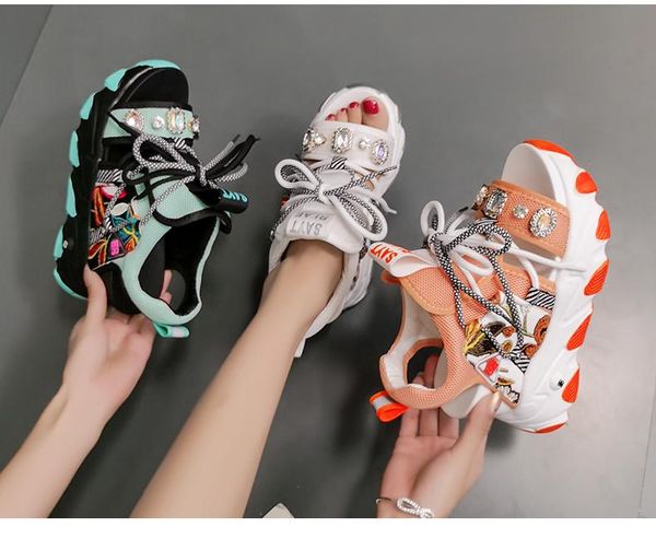 wedges platform sandals women summer breathable rhinestones high heels ladies shoes height increasing women sandals, Black
wedges platform sandals women summer breathable rhinestones high heels ladies shoes height increasing women sandals, Black